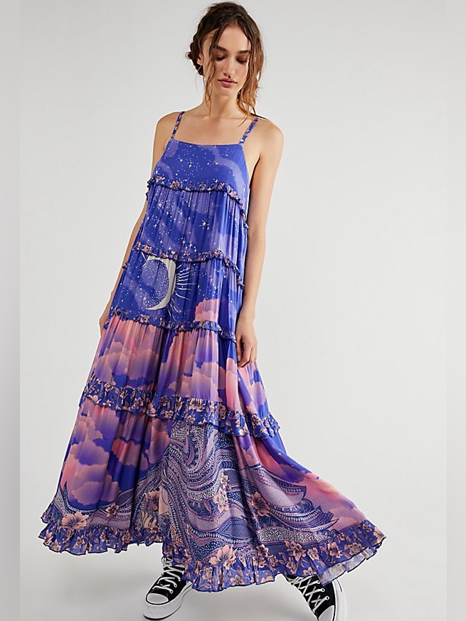 Spell Luna Gown Purple Tiered Maxi Dress